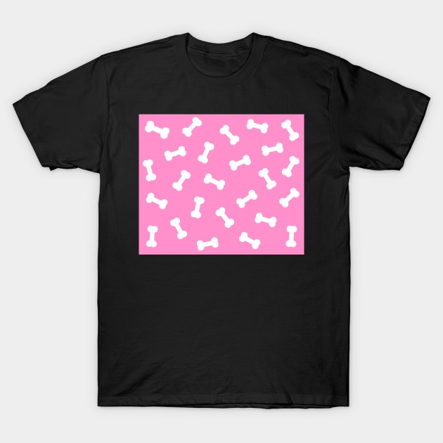 Pink Dog Treat Pattern T-Shirt by Lady Lilac